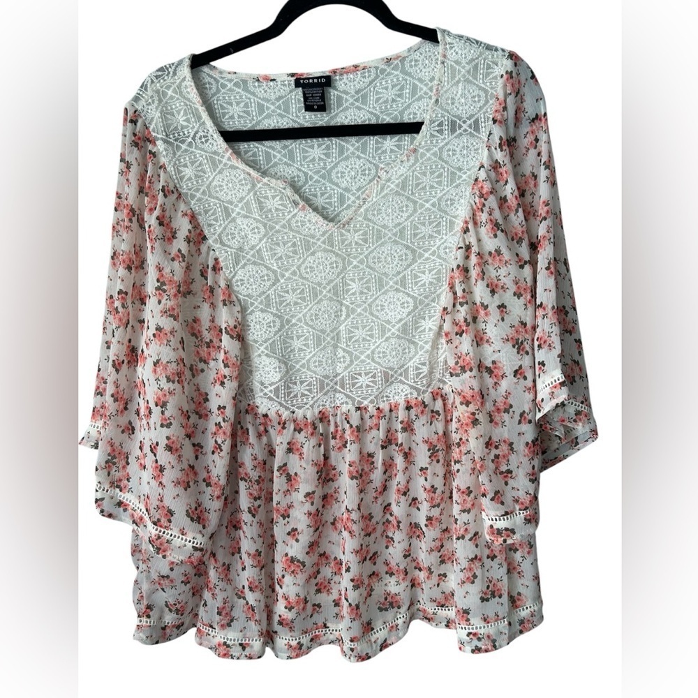 Torrid Sz Large Floral feminine Ivory Lace Millennial Babydoll Cottage coquette - Picture 7 of 7